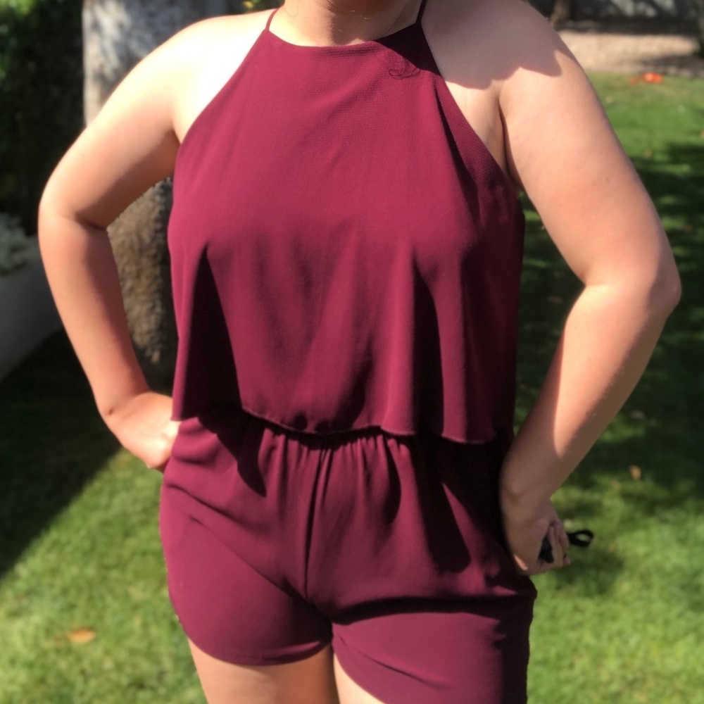Burgundy high neck jumper